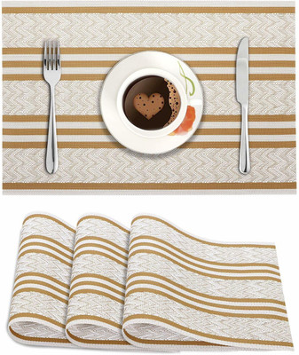 HOKiPO Rectangular Pack of 4 Table Placemat(Multicolor, PVC)
