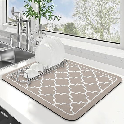 HomeCloud Rectangular Pack of 1 Table Placemat(Beige, Rubber)