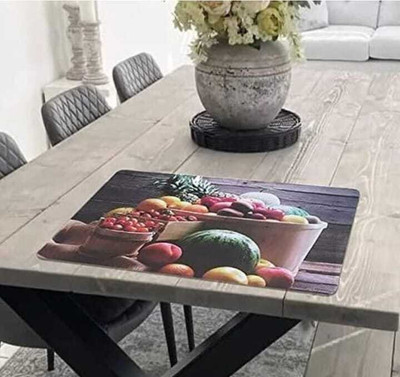 LOTUSKING Rectangular Pack of 6 Table Placemat(Grey, PVC)