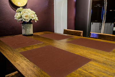 PRAKARTIK Rectangular Pack of 4 Table Placemat(Brown, Cotton)