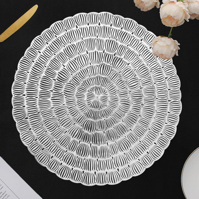 DPA Collection Round Pack of 2 Table Placemat(Silver, PVC)
