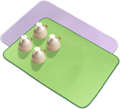 KUBER INDUSTRIES Rectangular Pack of 2 Table Placemat(Purple, Green, Microfibre)
