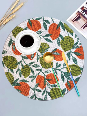 Ana Round Pack of 2 Table Placemat(Orange, Cotton)