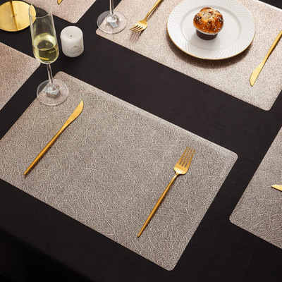 HOKiPO Rectangular Pack of 6 Table Placemat(Brown, Plastic)