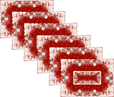 Christian Mart Rectangular Pack of 6 Table Placemat(Red, PVC)