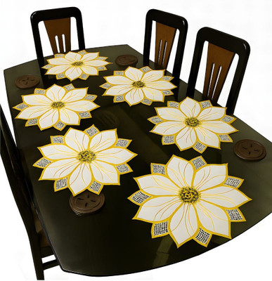 Univara Round Pack of 6 Table Placemat(Gold, PVC)