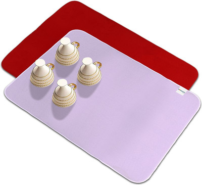 HOMESTIC Rectangular Pack of 2 Table Placemat(Red, Purple, Microfibre)