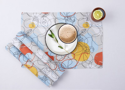 AIRWILL Rectangular Pack of 4 Table Placemat(Orange, Blue, Yellow, Cotton)