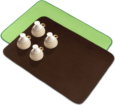 KUBER INDUSTRIES Rectangular Pack of 2 Table Placemat(Green, Brown, Microfibre)