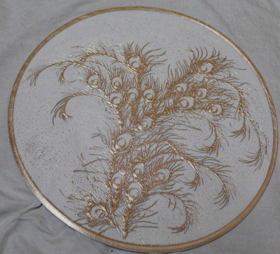 Kritvi Round Pack of 2 Table Placemat(Gold, Polyester)
