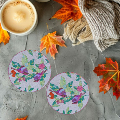 Hawamahal Round Pack of 2 Table Placemat(Multicolor, Glass)