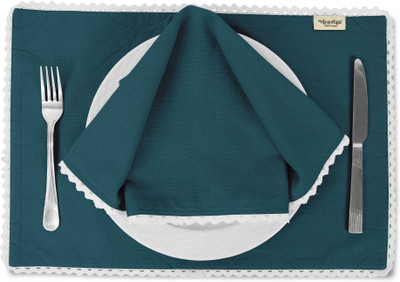 Vargottam Rectangular Pack of 6 Table Placemat(Blue, Cotton)