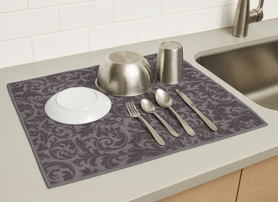 Green Days Rectangular Pack of 1 Table Placemat(Grey, Cotton)