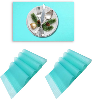 YELONA Rectangular Pack of 8 Table Placemat(Blue, PVC)