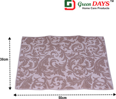Green Days Rectangular Pack of 1 Table Placemat(Grey, Cotton)
