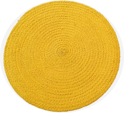 handmakers Round Pack of 4 Table Placemat(Yellow, Jute)