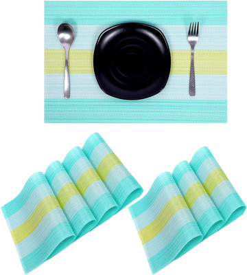 KitchEase Rectangular Pack of 7 Table Placemat(Light Blue, Yellow, PVC)