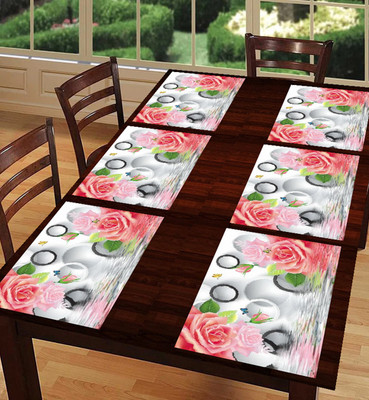 SANRAKSSHAN Rectangular Pack of 6 Table Placemat(Maroon, PVC)