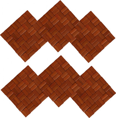 KUBER INDUSTRIES Square Pack of 6 Table Placemat(Brown, Natural Bamboo)