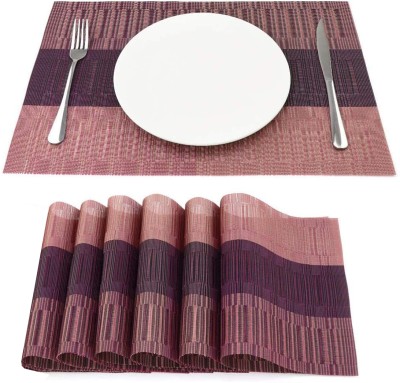 KitchEase Rectangular Pack of 6 Table Placemat(Peach, Brown, PVC)