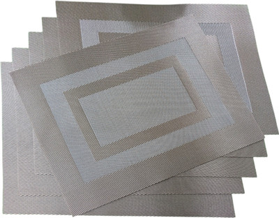 GOOD VIBES Rectangular Pack of 6 Table Placemat(Brown, Beige, PVC)