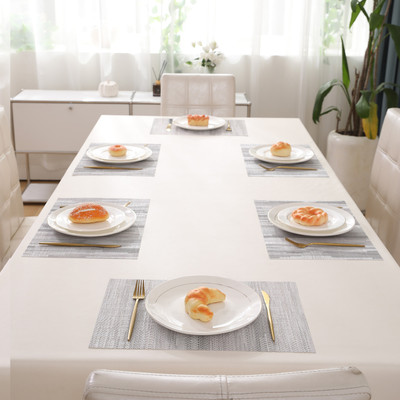 HOKiPO Rectangular Pack of 6 Table Placemat(Grey, PVC)
