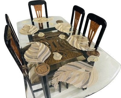 DELHI PVC CORP Oval Pack of 12 Table Placemat(Gold, PVC)