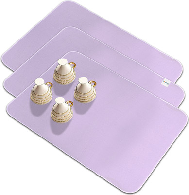 HOMESTIC Rectangular Pack of 3 Table Placemat(Purple, Microfibre)