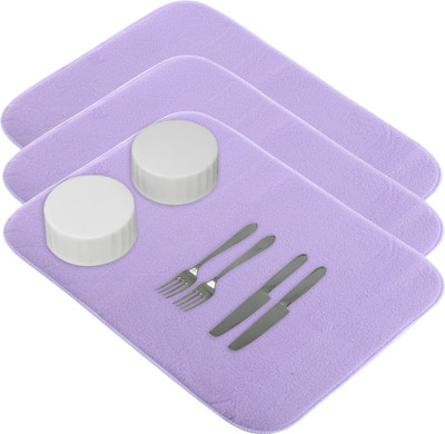 KUBER INDUSTRIES Rectangular Pack of 3 Table Placemat(Purple, Microfibre)