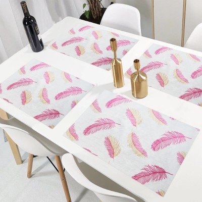 Hims Rectangular Pack of 4 Table Placemat(Pink, Polyester)