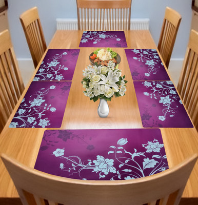 Kanushi Industries Rectangular Pack of 6 Table Placemat(Purple, PVC)