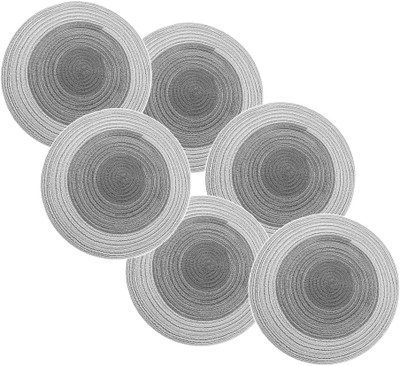 pepplo Round Pack of 6 Table Placemat(Grey, Cotton)