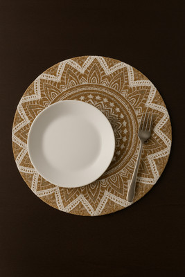 MGD Round Pack of 1 Table Placemat(Beige, Polyester)