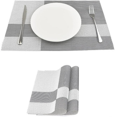KitchEase Rectangular Pack of 2 Table Placemat(Grey, White, PVC)