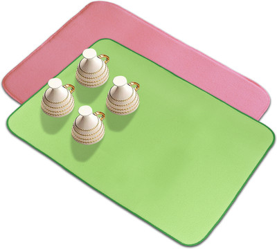 KUBER INDUSTRIES Rectangular Pack of 2 Table Placemat(Pink, Green, Microfibre)