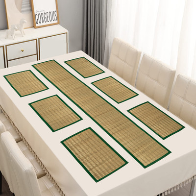 Haus Fabula Rectangular Pack of 7 Table Placemat(Green, River Grass)