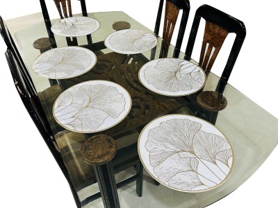 LaVichitra Round Pack of 6 Table Placemat(Gold, PVC)