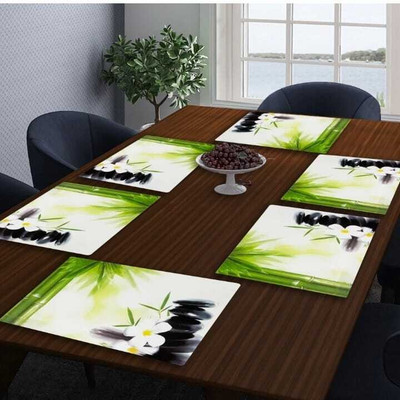 LOTUSKING Rectangular Pack of 6 Table Placemat(White, PVC)