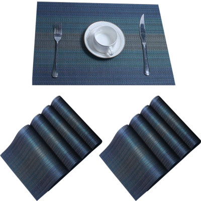 Daidokoro Rectangular Pack of 8 Table Placemat(Blue, PVC)