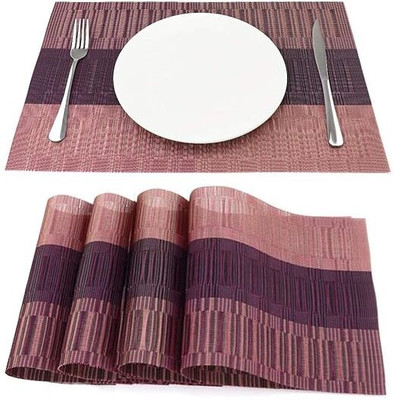 DANSR Rectangular Pack of 4 Table Placemat(Red, Polyester)