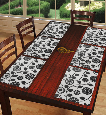 SANRAKSSHAN Rectangular Pack of 6 Table Placemat(White, PVC)