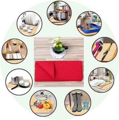 JMALL Rectangular Pack of 1 Table Placemat(Red, Cotton)