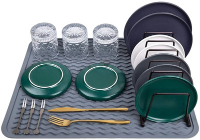 MobFest Rectangular Pack of 1 Table Placemat(Grey, Silicone)