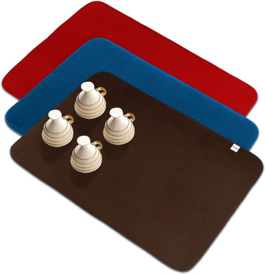 HOMESTIC Rectangular Pack of 3 Table Placemat(Multicolor, Microfibre)