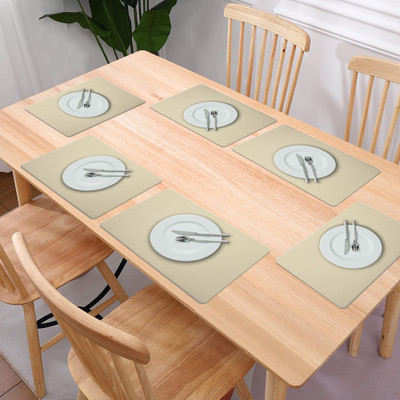 KUBER INDUSTRIES Rectangular Pack of 6 Table Placemat(Beige, PVC)