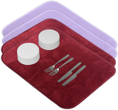 KUBER INDUSTRIES Rectangular Pack of 4 Table Placemat(Maroon, Purple, Microfibre)