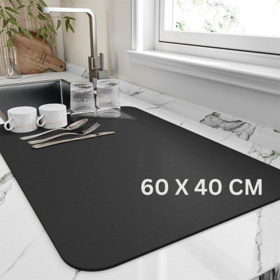 Maahixa Rectangular Pack of 1 Table Placemat(Black, Rubber, Microfibre)