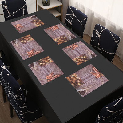 SANRAKSSHAN Rectangular Pack of 6 Table Placemat(Gold, PVC)