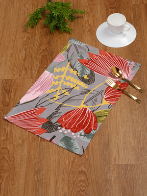 RATAN CART Rectangular Pack of 4 Table Placemat(Grey, Cotton)
