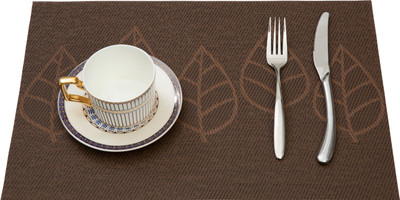 HS WORLD Rectangular Pack of 1 Table Placemat(Brown, PVC)
